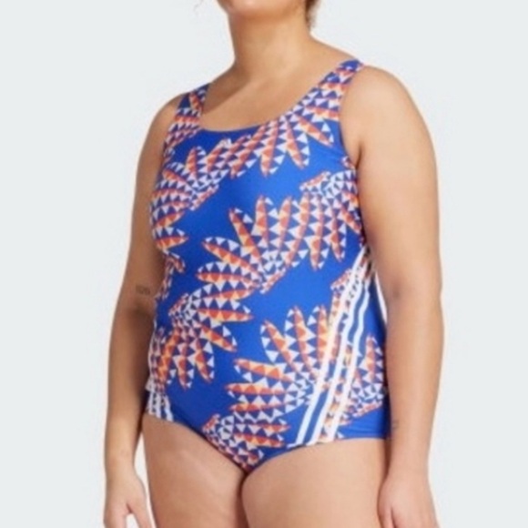 NWT! Adidas X Farm Rio Blue Banana Print One Piece Swimsuit 4X Plus - Picture 1 of 9